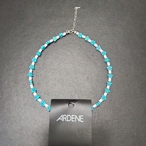 Blue, green and white flower necklace